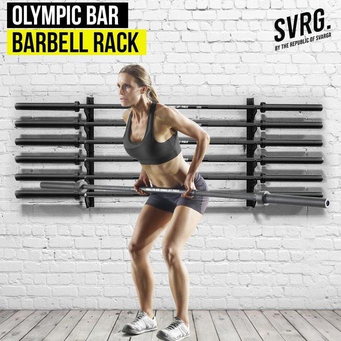 SVRG Olympic Bar Barbell Rack - Rak Barbel Bar - Dumbbell Dumbel