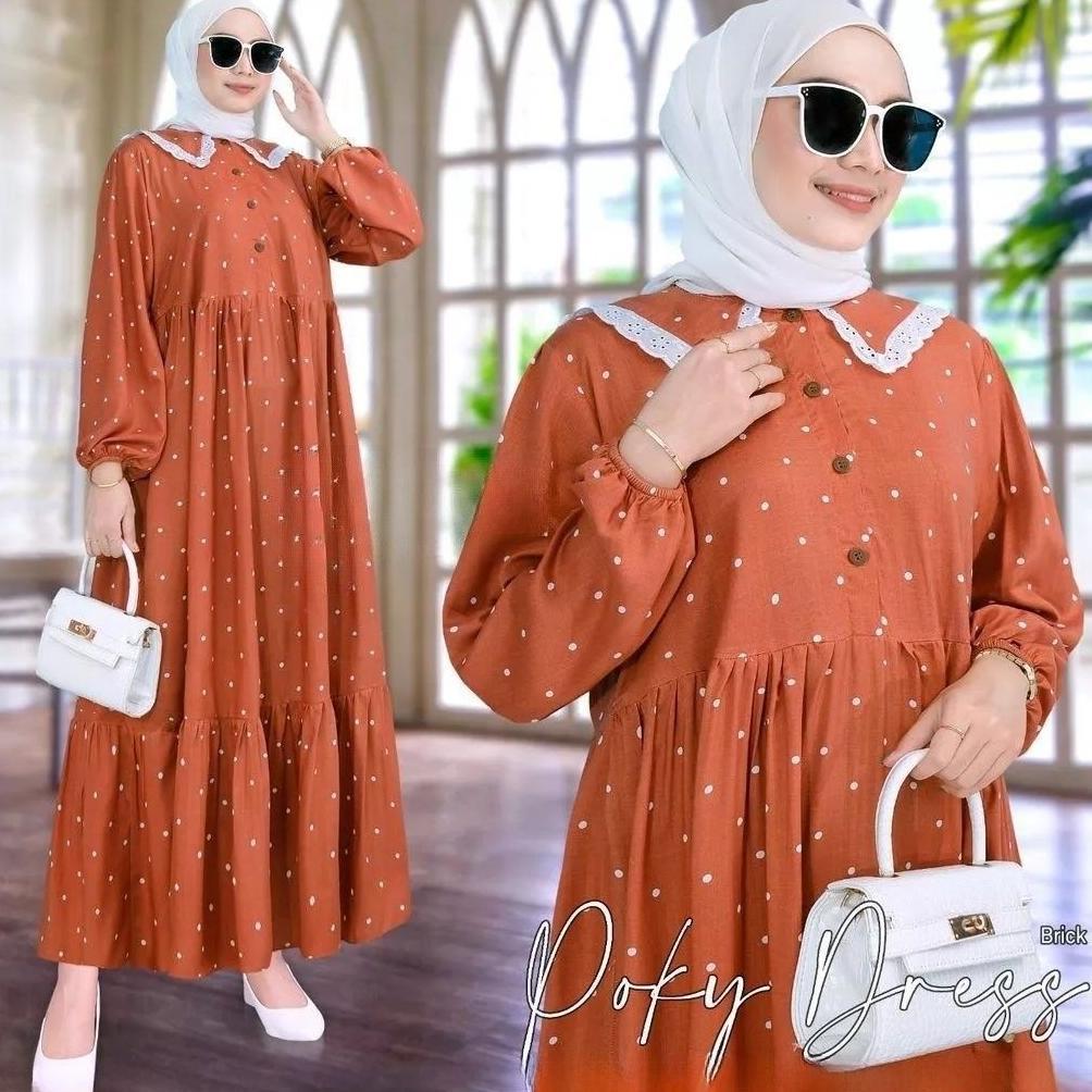 VELISSA DRESS GAMIS POKY FASHION WANITA MUSLIM BAHAN RAYON VIRAL