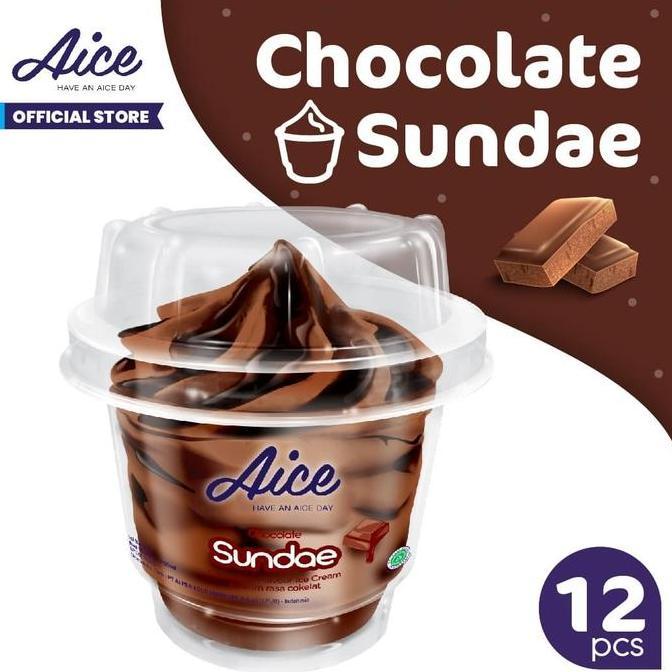 Paket Aice Ice Cream Chocolate Sundae Cup Es Krim (isi 12 pcs)