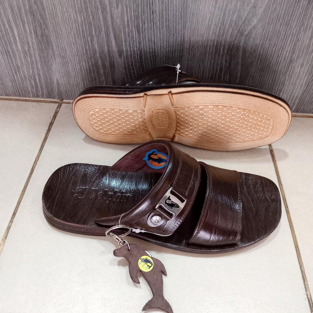 FREE ONGKIR DOLPHIN SANDAL PRIA KULIT ASLI D25 SANDAL SLIDE PRIA DOLPHIN KULIT ASLI ORIGINAL SANDAL 
