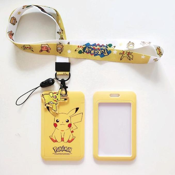 ID Card Holder Name Tag Lanyard Kalung Kartu Anime Pokemon Pikachu Tali