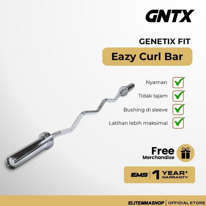 GENETIX FIT Eazy Curl Bar Barbell Untuk Pemula, Barbell Fitness, Bar Fitness, Stik Barbell,