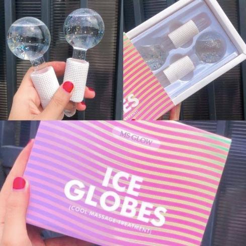 NEW 2PCS ms glow Beauty Crystal Ball Glitter Ice Globes Soothing Facial Roller alat Perawatan pencer