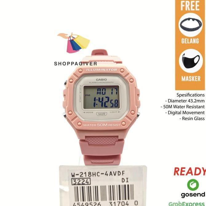 Ready JAM TANGAN CASIO WANITA W-218HC-4A / W-218HC-4AVDF ORIGINAL DIGITAL