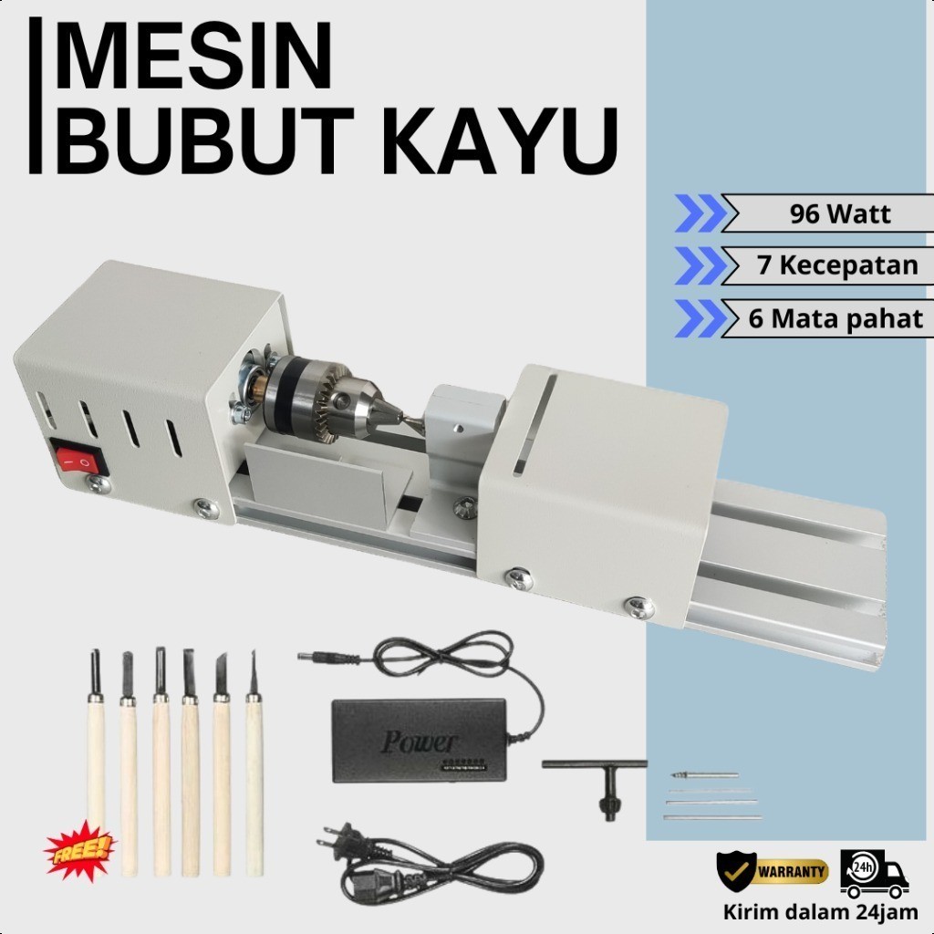 220V Mesin Bubut Kayu Mini Lathe Mesin Beards Lathe Woodworking Bubut Kayu Tasbih Portable