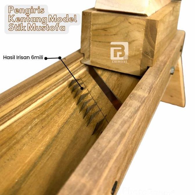 Pengiris Model Stik Mustofa Pemotong Kentang Kayu Jati
