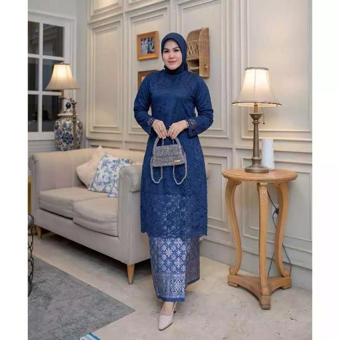 SETELAN KEBAYA MODERN TUNIK BROKAT PREMIUM DAN ROK SONGKET KEBAYA NIKAHAN WISUDA KONDANGAN TUNIK KEB