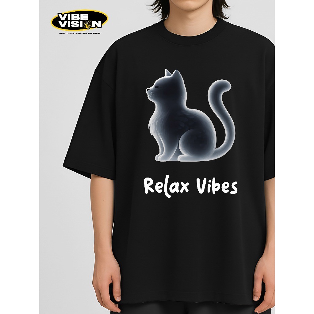 COD VibeVision Kaos Oversize Pria Wanita Relax Cat Baju Lengan Pendek Baju Unisex OV-VVC-1