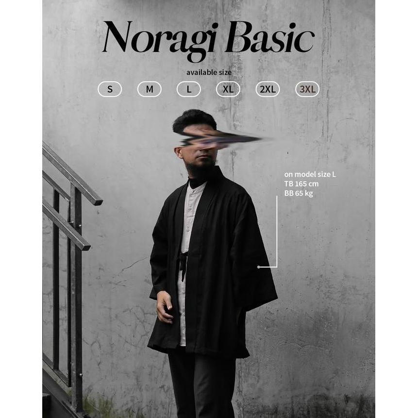 Outer Pria Kimono Noragi Hitam Kalva Basic Series Black Charcoal | Jaket Kimono Casual BS