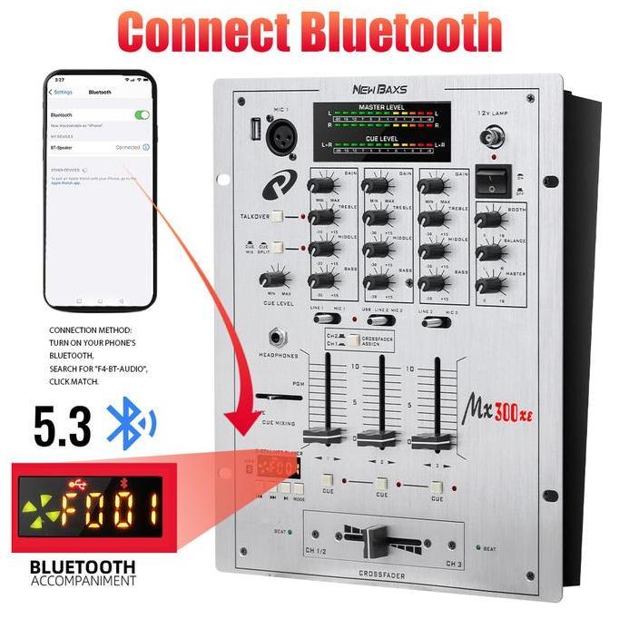 Dj Mixer Audio Multifungsi New Baxs Mx300 Mixer Audio 3 Channel Murah: Bluetooth, Play Flashdisk Lan