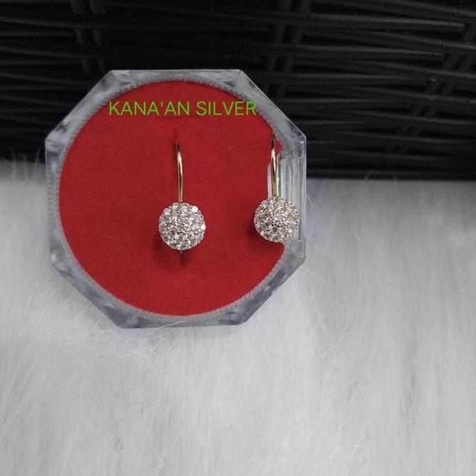 anting perak kait bulat rosegold perak asli 925 lapis emas kuning