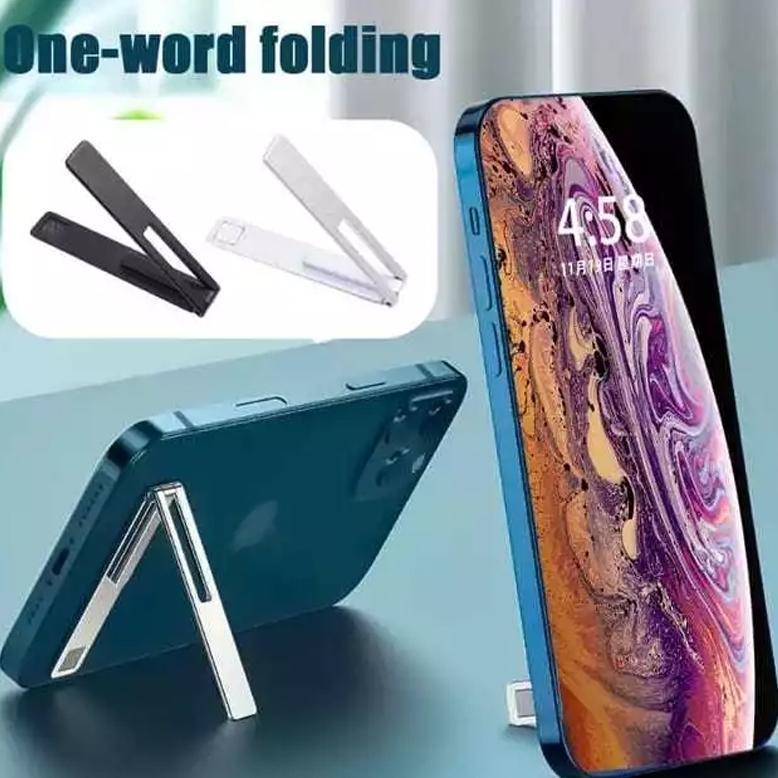 best deals tipis banget stand stainless metal holder hp ultra-slim phone stand self-adhesive folding