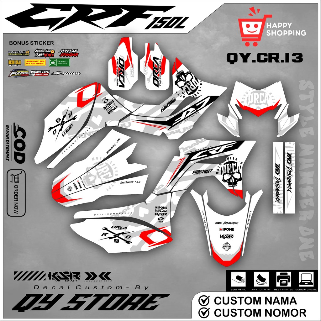 PROMO Dekal CRF_ DECAL STICKER CRF 150L Tema ORCA | Oneonenine ( NO CUSTOM DESIGN )