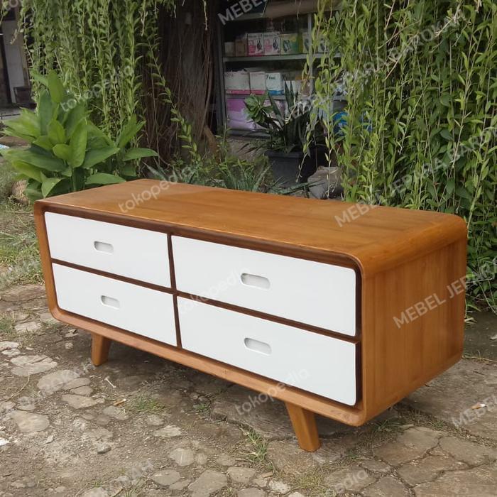 bufet tv kayu jati meja tv retro scandinavian klasik kayu jati