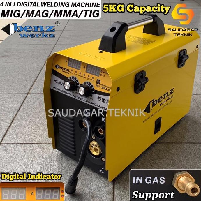 Mesin Las Mig 160A Mag Tig Argon 160 Benz 2 in 1 Gas Tanpa Gas CO2 5KG