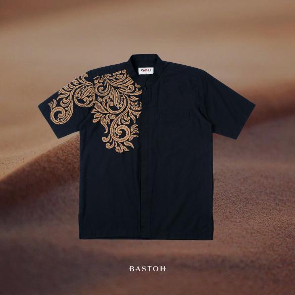 ORIGINAL BASTOH Maru Baju Koko Pria Dewasa Bordir Hitam