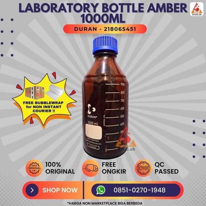 Laboratory Bottle 1000 ml AMBER DURAN / Botol Sampel Coklat 1000 ml