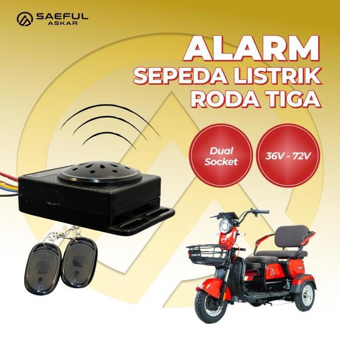 Alarm Remote Sepeda Lstrik Roda 3 36V-72V Dual Socket