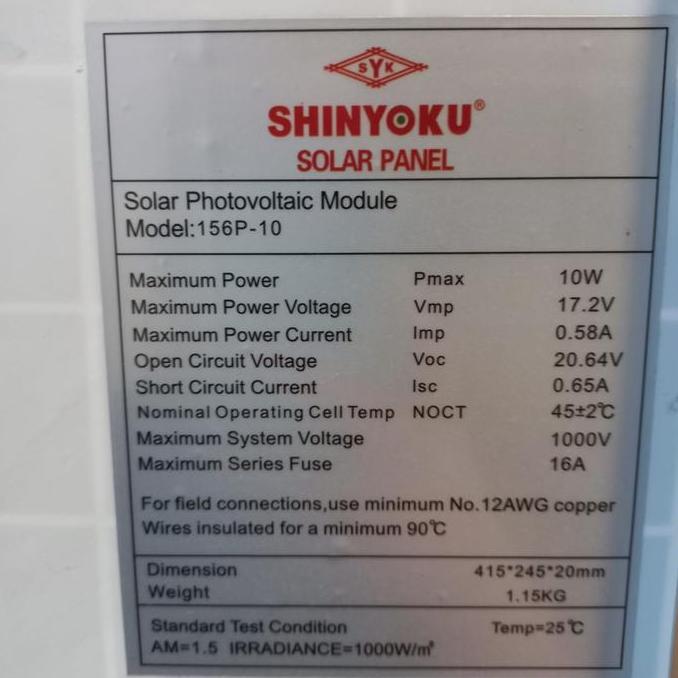 Solar Panel Surya Solar Cell 10WP 10 Watt 10 W Poly