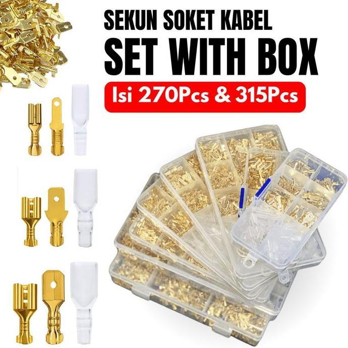 AWAYESH Skun Sekun Konektor Kabel Terminal Aki Listrik Insulated 315 Pcs