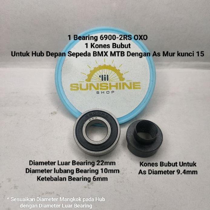 Bearing Klaher 6900 Plus Kones Bubut Untuk Hub Roda Depan Sepeda BMX MTB As Mur Kunci 15