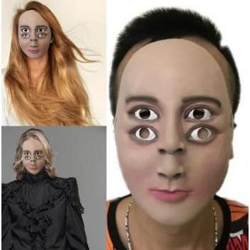 TOPENG LUCU KOCAK UNIK  HALLOWEEN EMPAT MATA DUA HIDUNG ILUSI