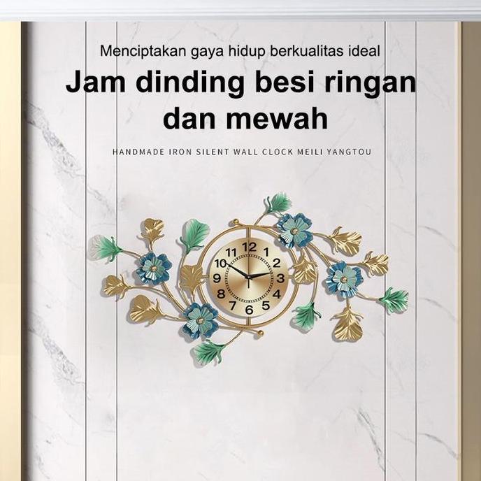 BLANCHENAM Jam Dinding Motif bunga Mewah Ruang Tamu Ruang Makan Jam Mewah Jam Dinding Jam A Jam Dind