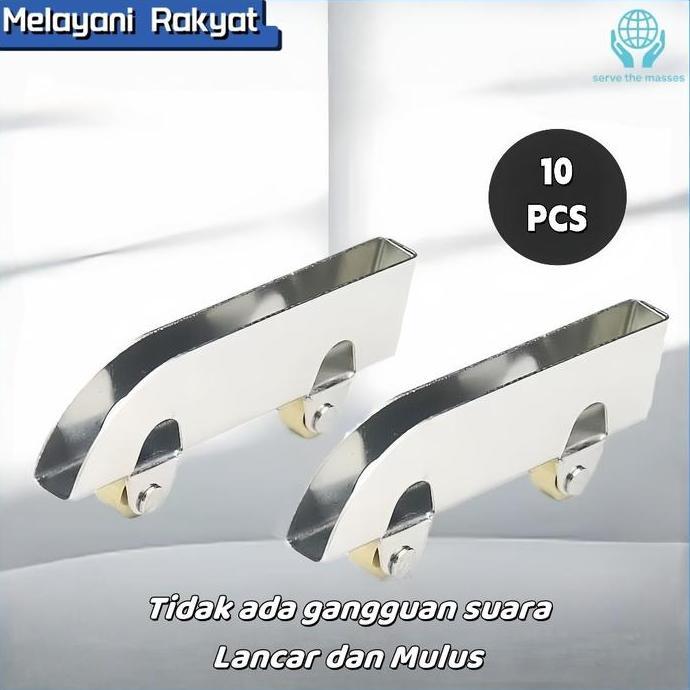 SWASAGARA 10Pcs Kaca Pintu Geser Roda Baja Tahan Karat Roda Rel Pintu Geser Katrol Pintu Kaca Katrol