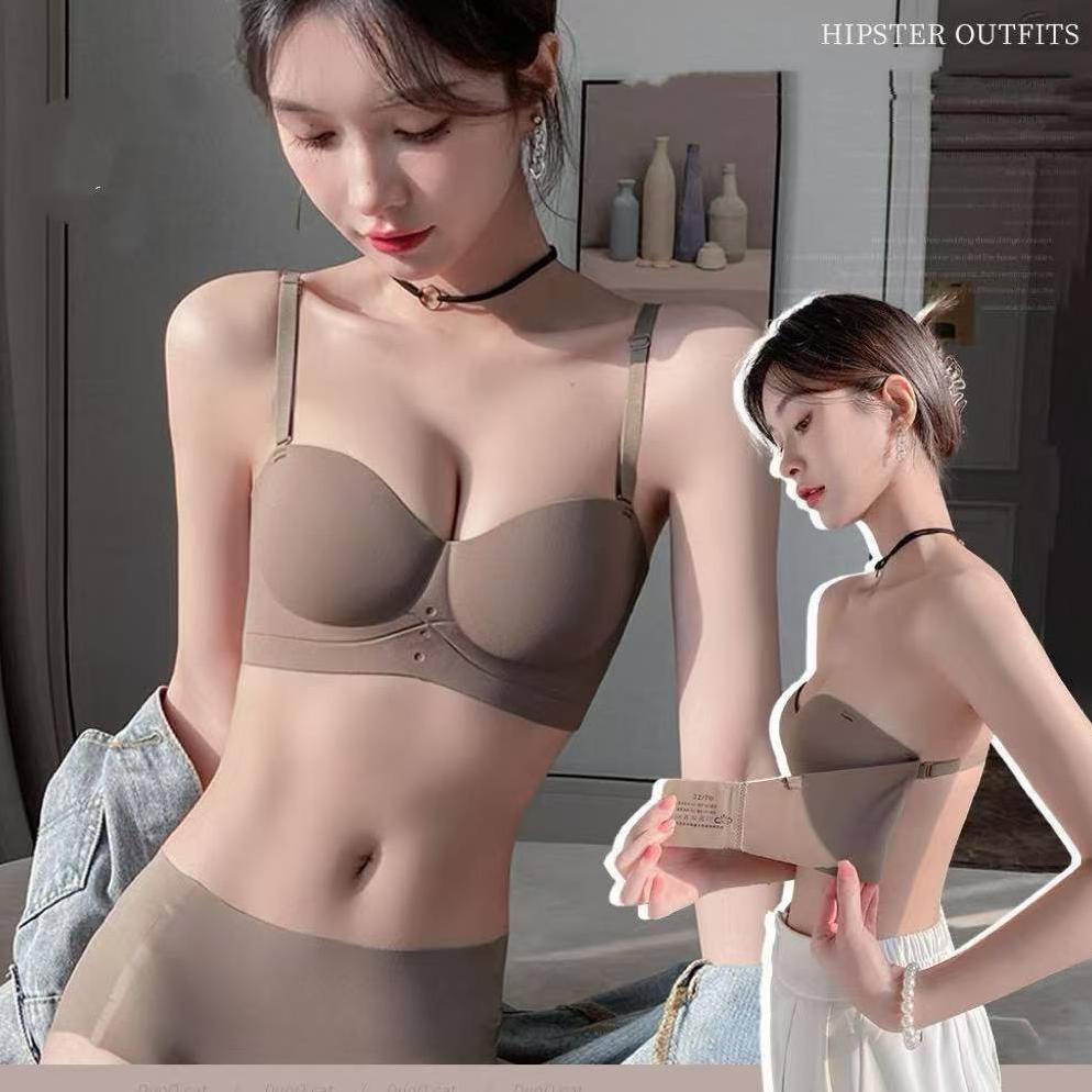 Miss curiosity Bra Tanpa Tali & Kawat Setengah Cup, Push-Up Dada Kecil, Tanpa Jahitan