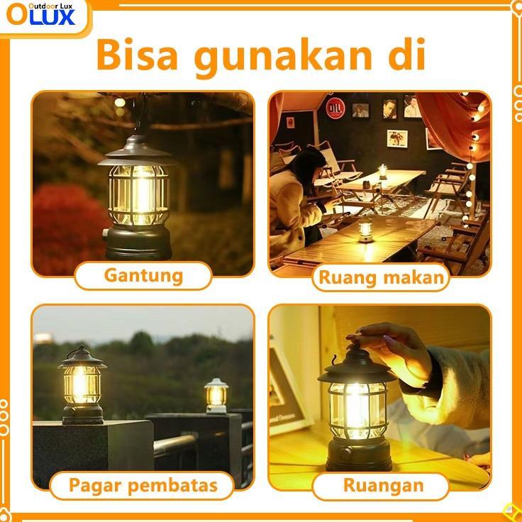 Gh-45 Olux Retro Lentera Lampu Camping Gantung Retro Model Petromax / Lampu Camping Patromax Outdoor