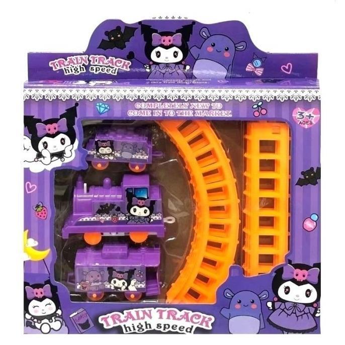 H-4 3 Gerbong Kuromi Mainan Kereta Api Gerbong Kuromi Mainan Anak Kereta Api Kuromi Mainan Track Rel