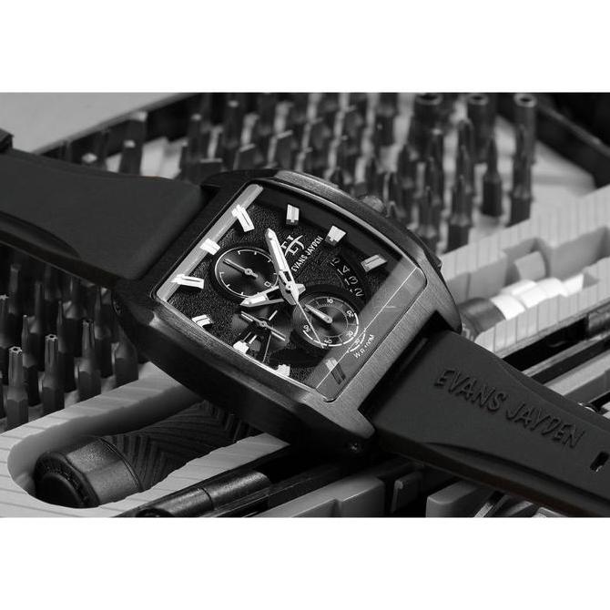 Evans Jayden Jam Tangan Pria 9546 Rubber Silicon Chronograph Kaca Sapphire Water Resistant 10 ATM