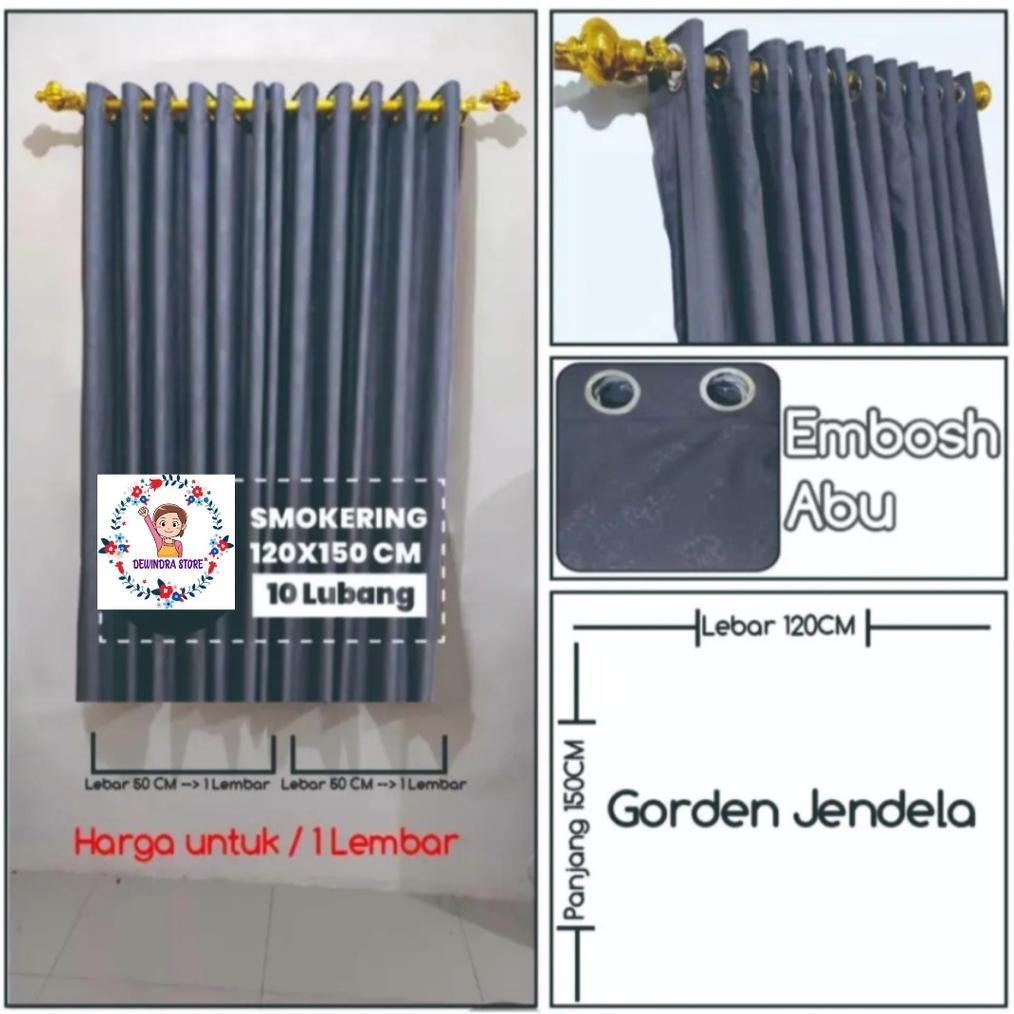 Evy-510 Gorden Jendela Emboss Minimalis Smokring 12 Ring 120 X 150 Cm Gorden Jendela Pendek Evy-510