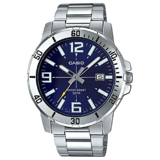 Jam Tangan Pria Analog Casio Standard MTP-VD01D-2BVUDF MTPVD01 MTP-VD01D Enticer Blue Dial Stainless