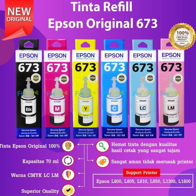 TINTA EPSON 673 T673 ORIGINAL PRINTER L805 L810 L850 L1300 L1800 ORI