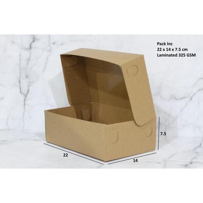 Box Kraft Craft Dus Coklat Kue Roti 22x14x7.5 cm Laminasi 325 50pcs