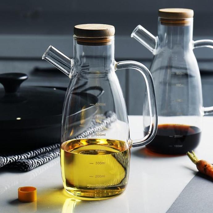 Botol Minyak Kaca Tempat Minyak Goreng Tutup Kayu Aesthetic 700 ML
