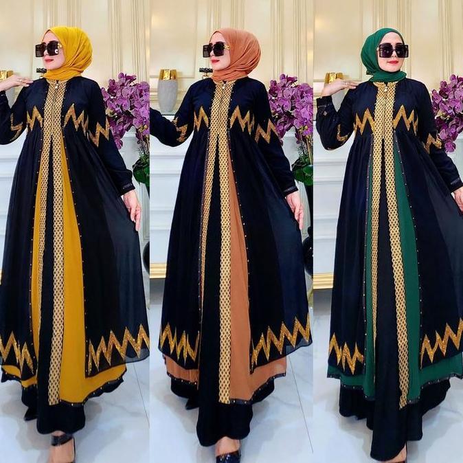 New Galeri Sicantik - - Gamis Abaya Kombinasi Warna Resleting Depan Terbaru - Abaya Hitam Kombinasi 