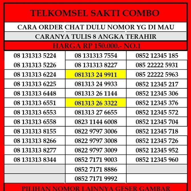 Nomor Cantik Kartu Perdana Sakti Combo Perdana Telkomsel Simpati Loop
