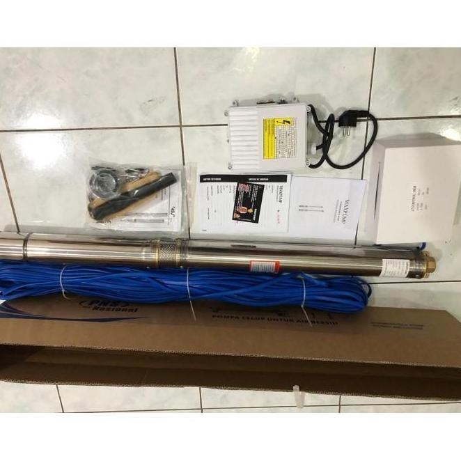 Maxpump Pompa Satelit 3 Inch Submersible Pump 220V 0.16Hp Kabel Biru 20M Control Box Pompa Satelit S