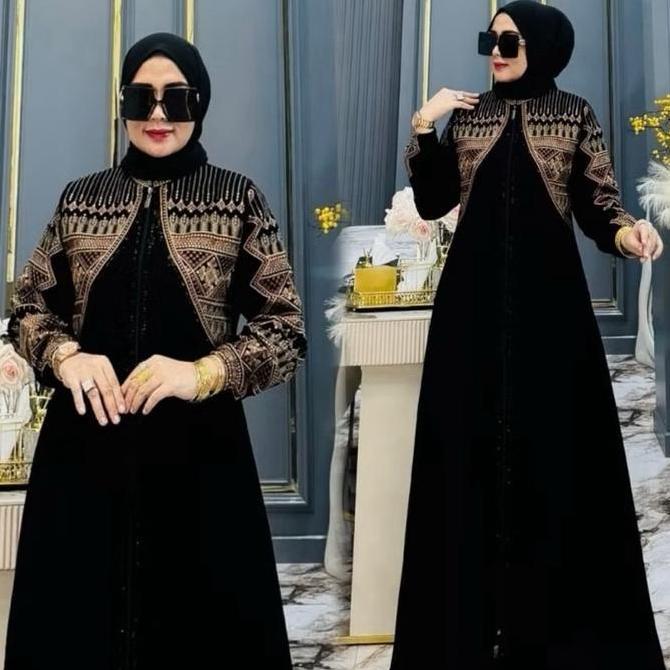 New Gamis Abaya Turkey Hitam Bordir Ratu Hikmat Jetblack Busui Friendly Terbaru  Dress  Muslim Wanit