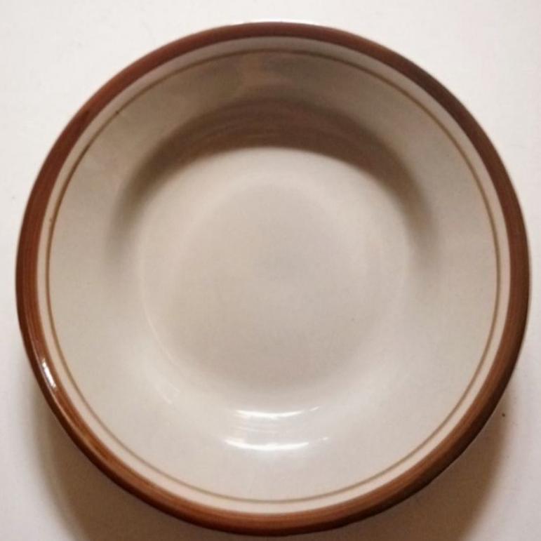 Piring Cantik / Piring Makan Sango 8"Inch Keramik/Piring List Coklat/Piring List Mas