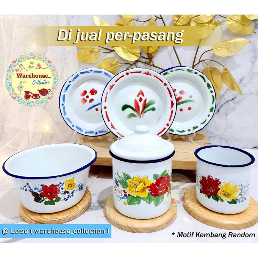 Cangkir Seng+Lepek/ Mug Seng+Lepek/ Mangkok Seng+Lepek Jadul Enamel/ Hrg-Set Sesuai Variasi