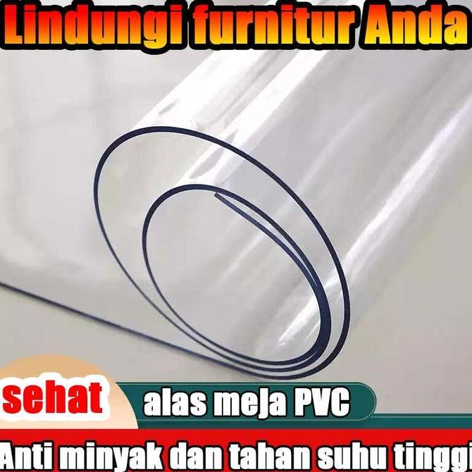 Taplak Meja Transparan Bahan Mika Plastik Taplak Meja Makan PVC Transparan BISA CUSTOM UKURAN -Tebal