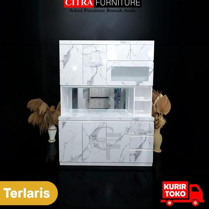 Lemari Dapur Piring 4 Pintu Hidrolik  HPL | Kabinet Rak Piring Minimalis | Kitchen set Duco