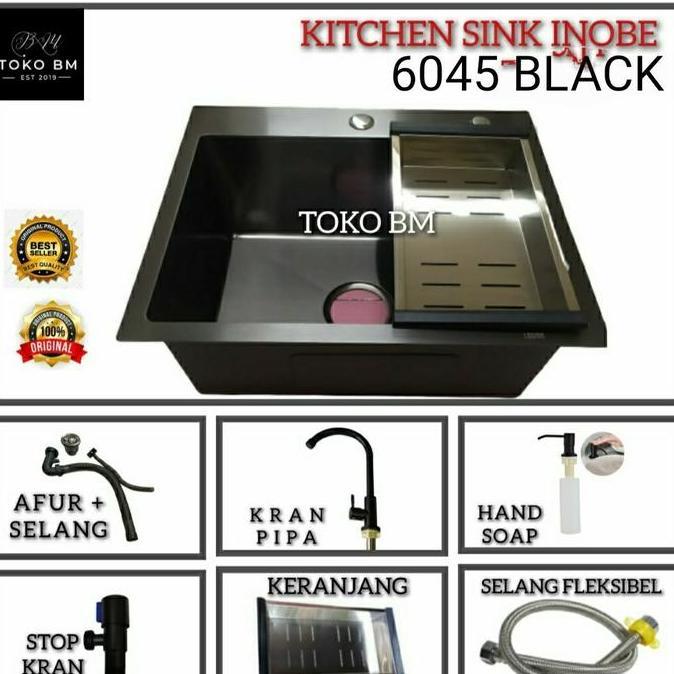 sink inobe 6045 hitam doff/paket sink inobe 6045 hitam doff