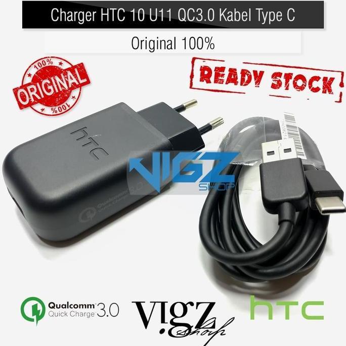 TERBARU - Charger HTC 10 U11 Quick Charge 3.0 Kabel USB Type C Original 100%