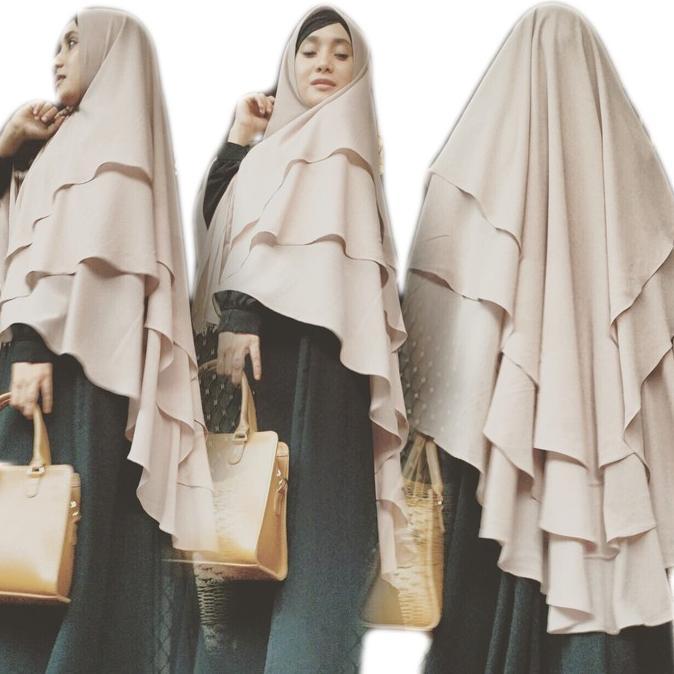 Premium Jilbab Khimar Syari Terbaru French Khimar Cadar Niqob Jumbo Ceruti Premium 2 Layer Kekinian 