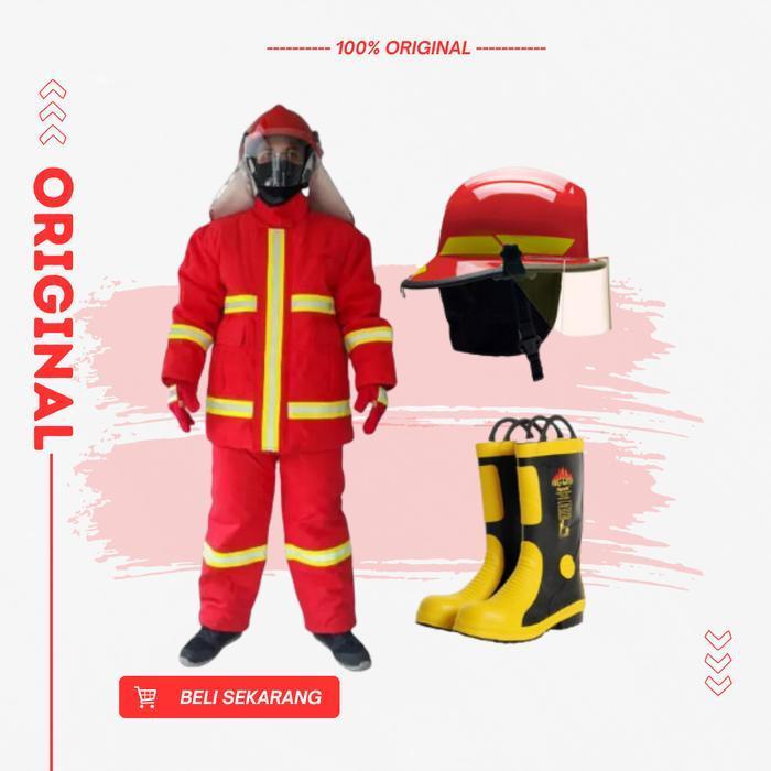 Paket Lengkap Baju Pemadam Kebakaran / Setelan Fireman Suit Lengkap