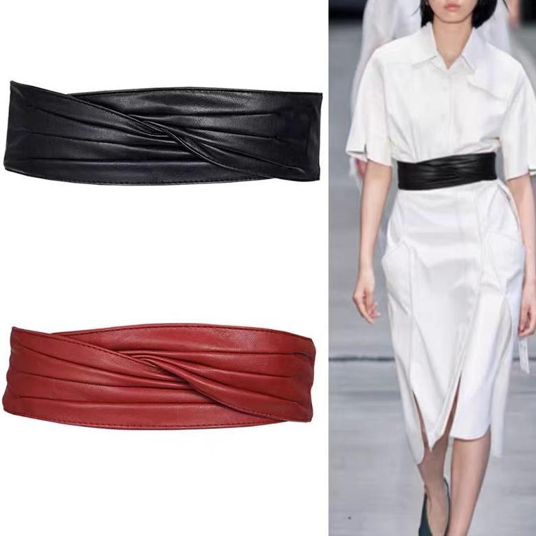 Belt Wanita Obi Besar Lebar, Ikat Pinggang Wanita Kulit, Belt Wanita Corset Obi Kulit Mewah